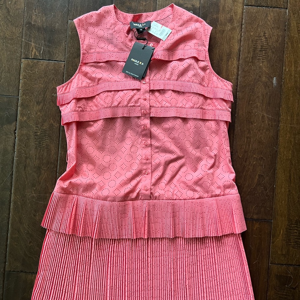 NWT Gorgeous Paule KA crewneck mid length designer pleated dress - Picture 6 of 15
